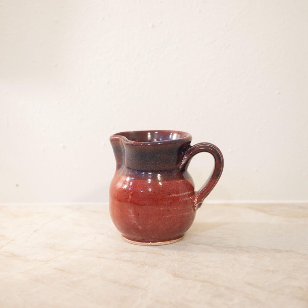Handmade Studio Pottery Red and Blue Small Pitcher